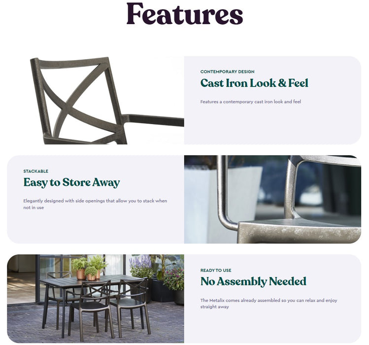 Metalea Table + Metalix Chair Set Bronze