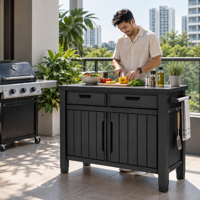 Keter Unity Storage Buffet BBQ Prep Table with Drawers