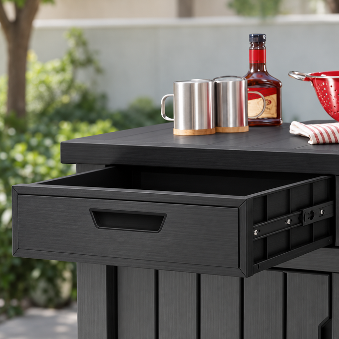 Keter Unity Storage Buffet BBQ Prep Table with Drawers