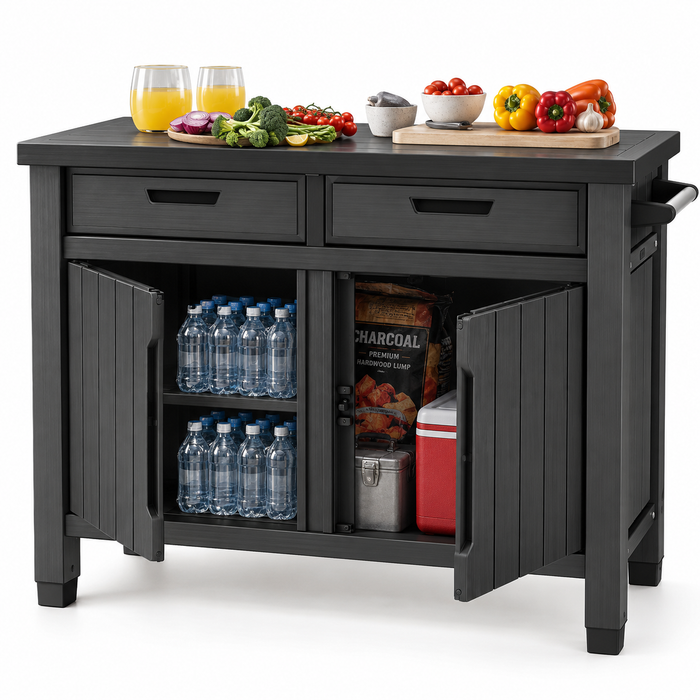 Keter Unity Storage Buffet BBQ Prep Table with Drawers