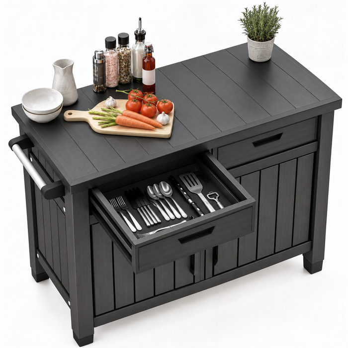 Keter Unity Storage Buffet BBQ Prep Table with Drawers