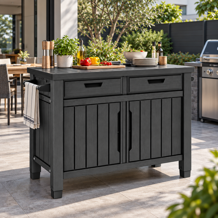 Keter Unity Storage Buffet BBQ Prep Table with Drawers