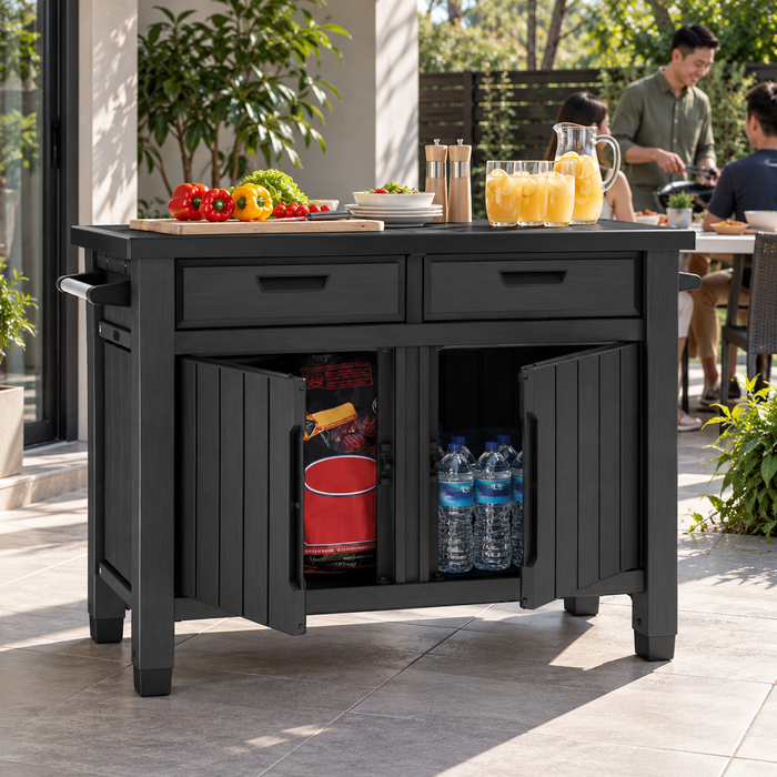 Keter Unity Storage Buffet BBQ Prep Table with Drawers