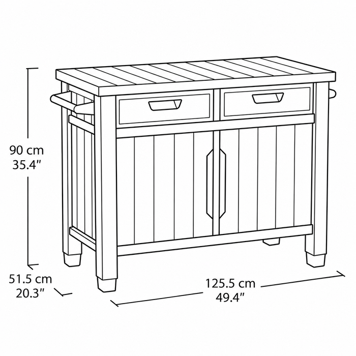 Keter Unity Storage Buffet BBQ Prep Table with Drawers