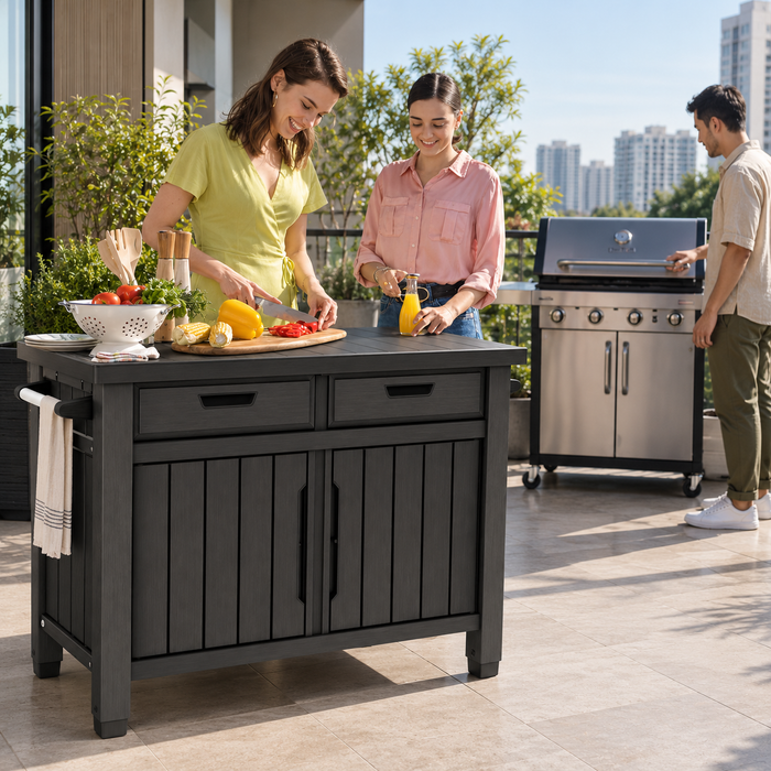 Keter Unity Storage Buffet BBQ Prep Table with Drawers