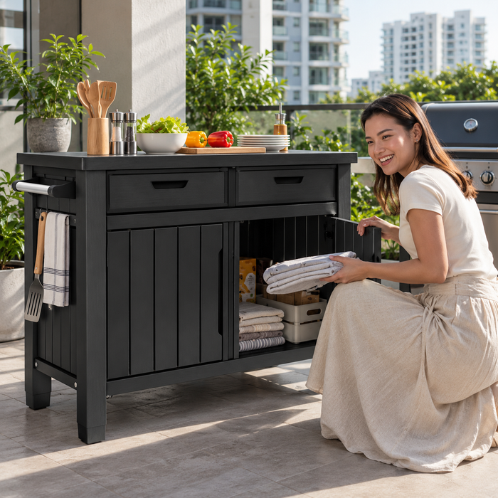 Keter Unity Storage Buffet BBQ Prep Table with Drawers