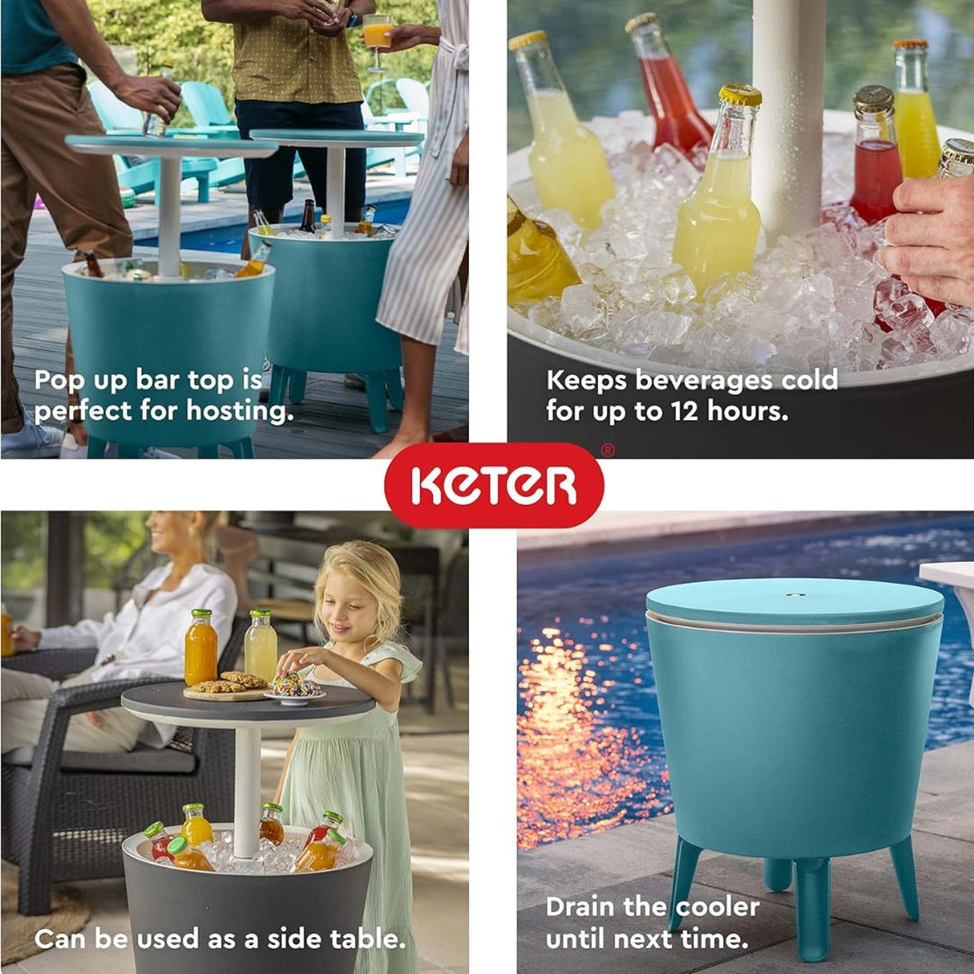 3-in-1 Keter Cool Bar Graphite Party Drinks Cooler box Side Coffee ...