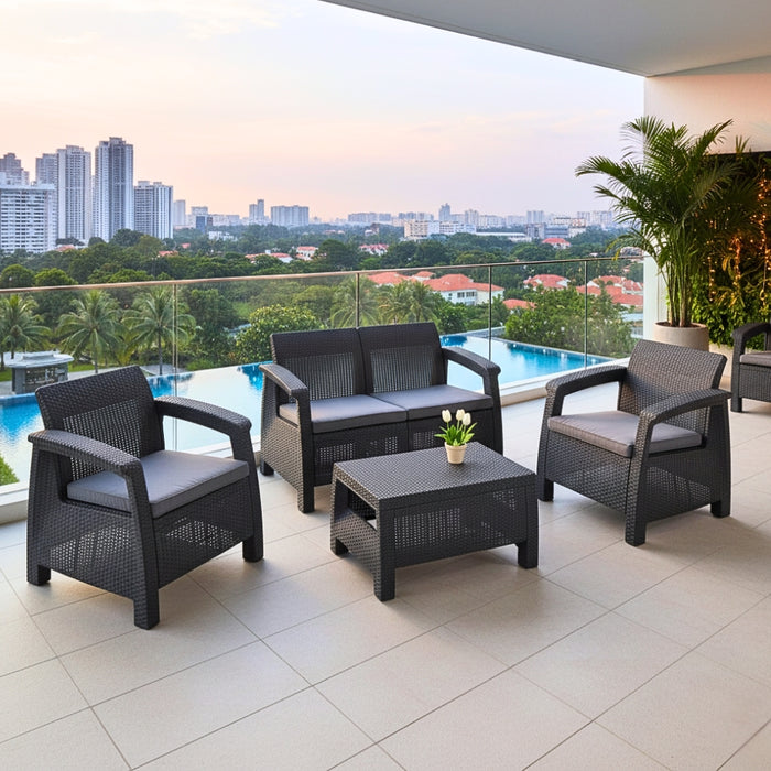 Corfu Outdoor Sofa Set 4 Seater Grey