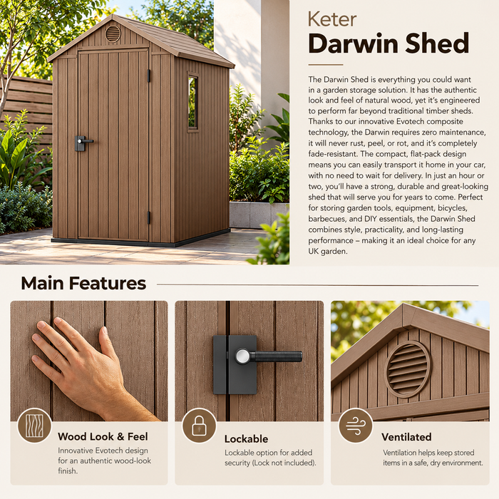 Darwin 4 x 6 Ft Slim Outdoor Storage Garden Shed