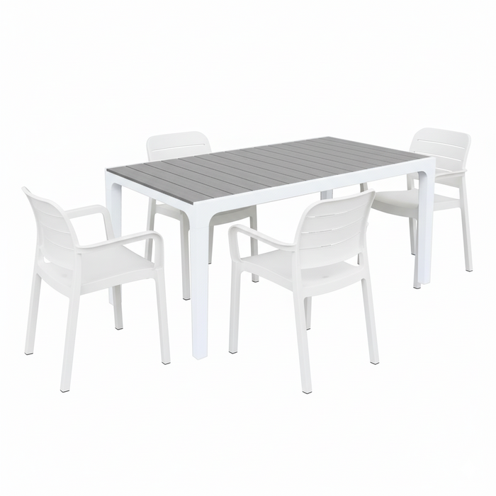 Keter Harmony Outdoor Dining Table + Tisara Chairs (White)