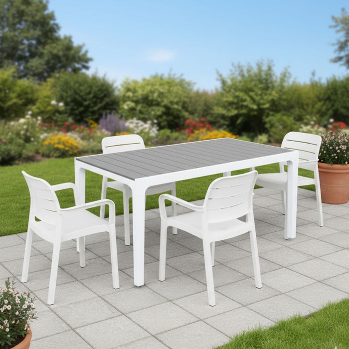 Keter Harmony Outdoor Dining Table + Tisara Chairs (White)