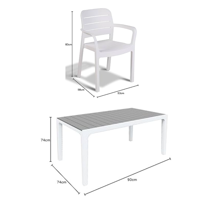Keter Harmony Outdoor Dining Table + Tisara Chairs (White)