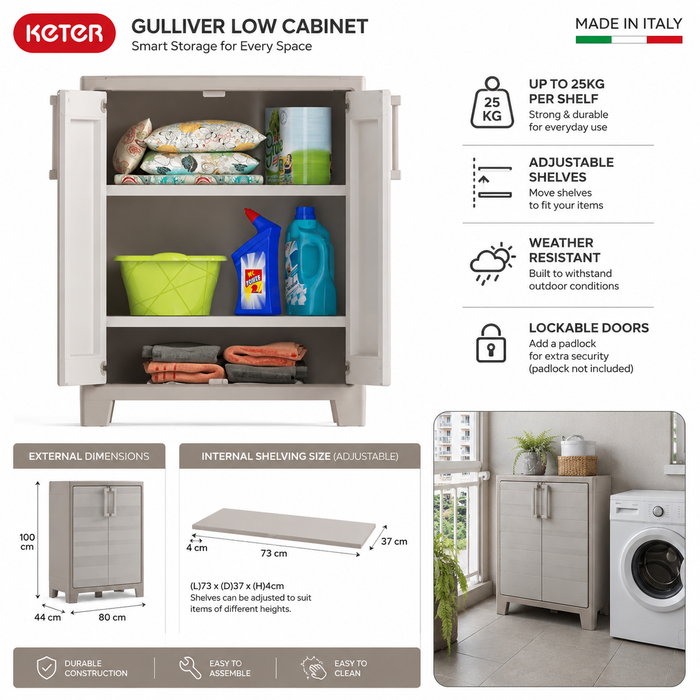 Keter Gulliver Low Outdoor Cabinet - PRE ORDER