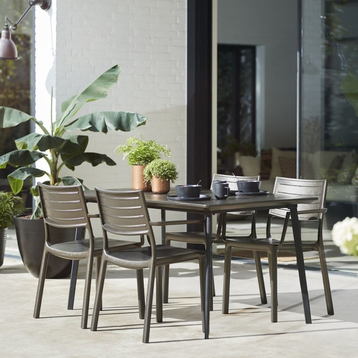 Metalea Outdoor Dining Table + Metalix Chair Set Bronze