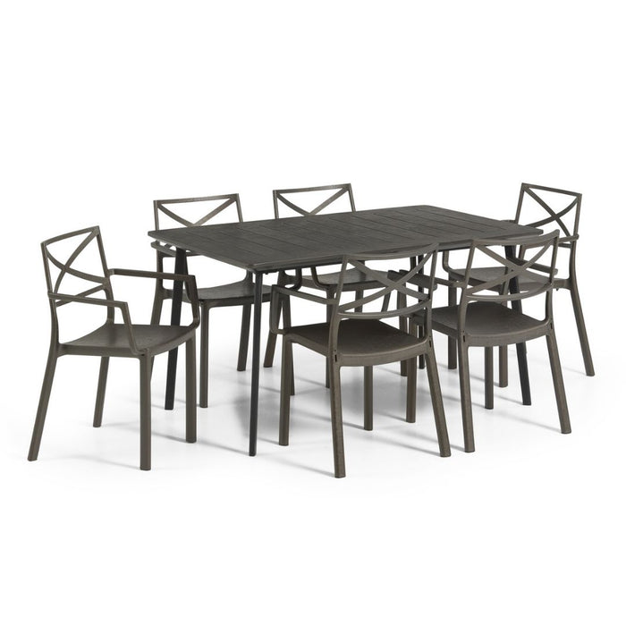 Metalea Outdoor Dining Table + Metalix Chair Set Bronze