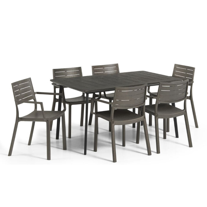 Metalea Outdoor Dining Table + Metaline Chair Set Bronze