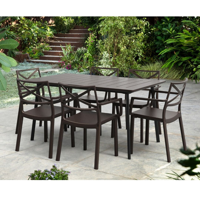 Metalea Outdoor Dining Table + Metalix Chair Set Bronze