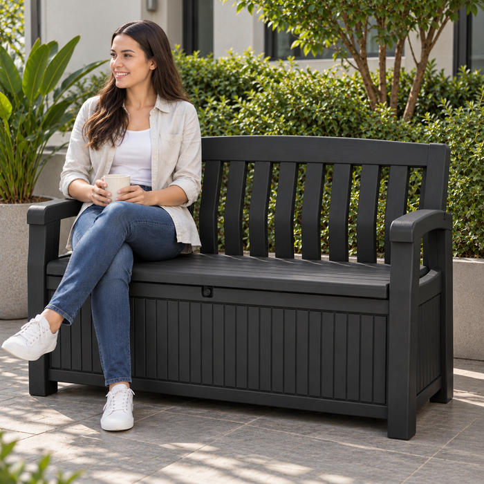 Patio Outdoor Storage Bench Graphite