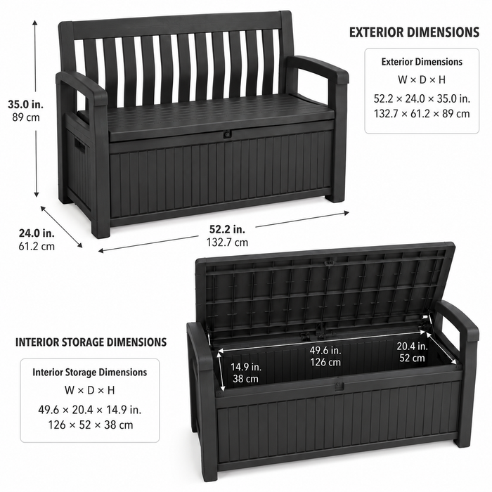 Patio Outdoor Storage Bench Graphite