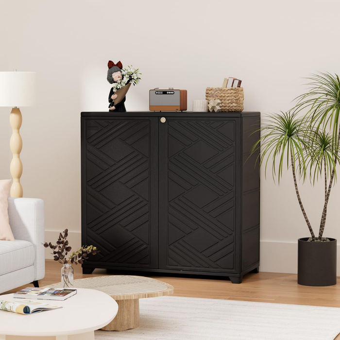 Alto Multipurpose Outdoor Storage Shoe Cabinet Black