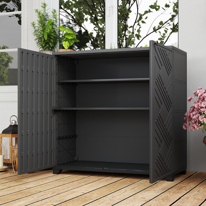 Alto Multipurpose Outdoor Storage Shoe Cabinet Black