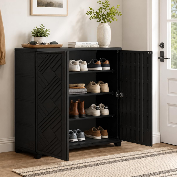 Alto Multipurpose Outdoor Storage Shoe Cabinet Black
