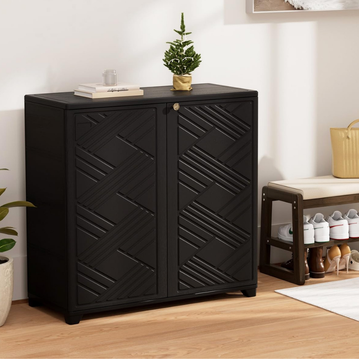 Alto Multipurpose Outdoor Storage Shoe Cabinet Black