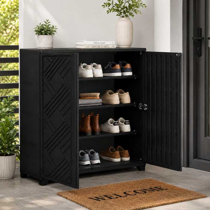 Alto Multipurpose Outdoor Storage Shoe Cabinet Black