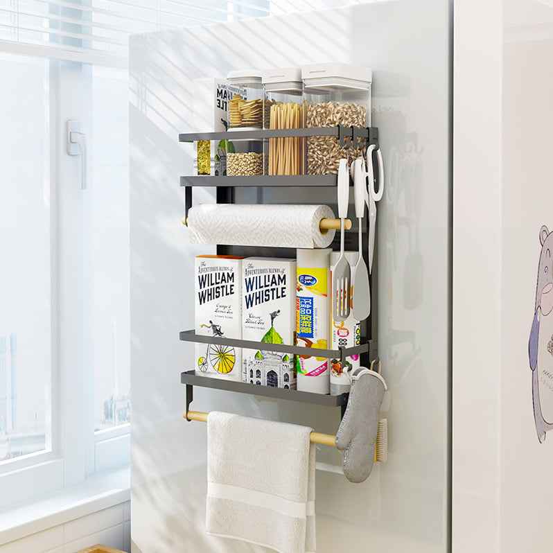 Magnetic Fridge Side Shelf Foldable Spice Rack Kitchen Paper Towel ...
