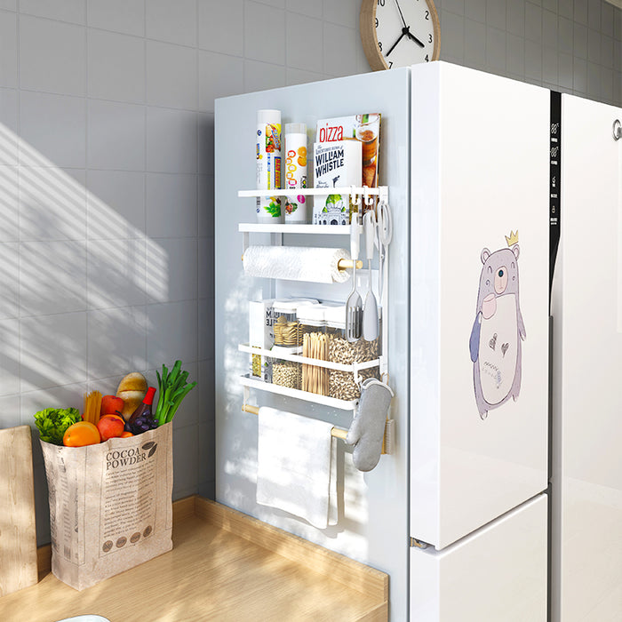 Magnetic Fridge Side Shelf Foldable Spice Rack Kitchen Paper Towel