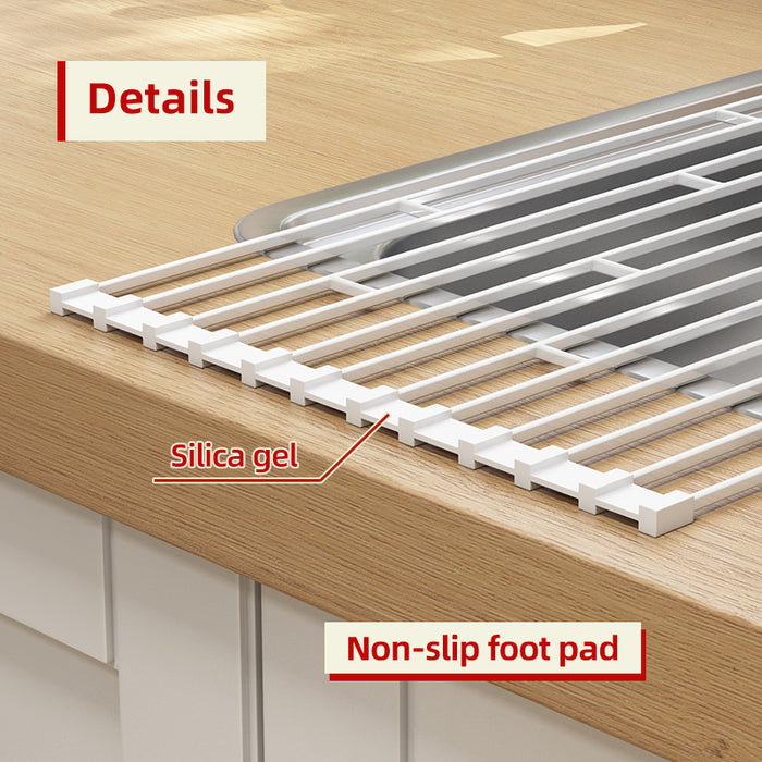 Roll Up Dish Drying Rack Foldable White
