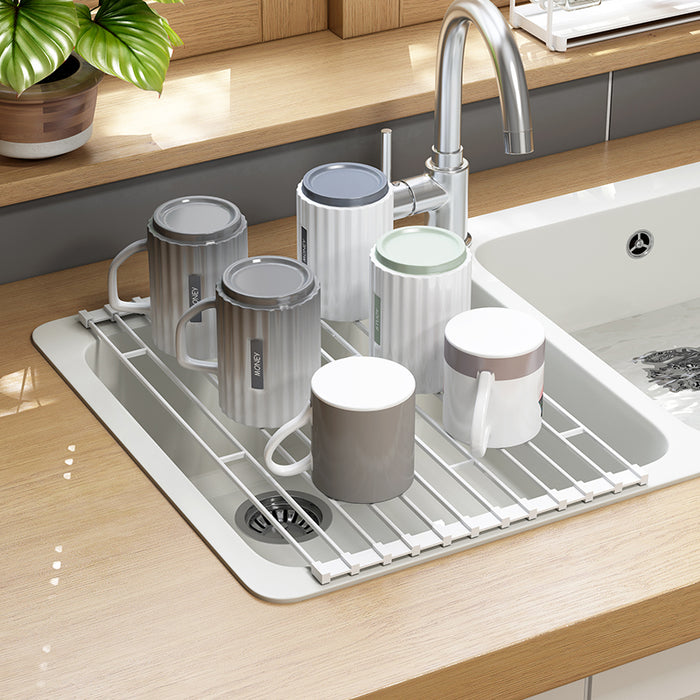 Roll Up Dish Drying Rack Kitchen Counter Top Rust Resistant Mat