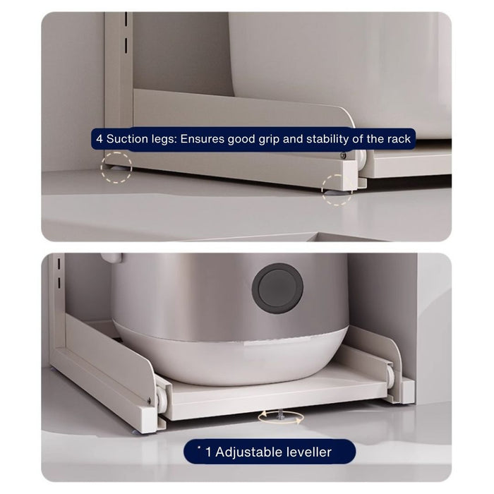 Kitchen Appliances Storage 2 Tier Rice Cooker Toaster Sliding Rack ...