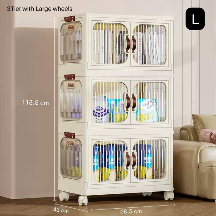 Stackable Foldable Storage Cabinet with wheels - Large