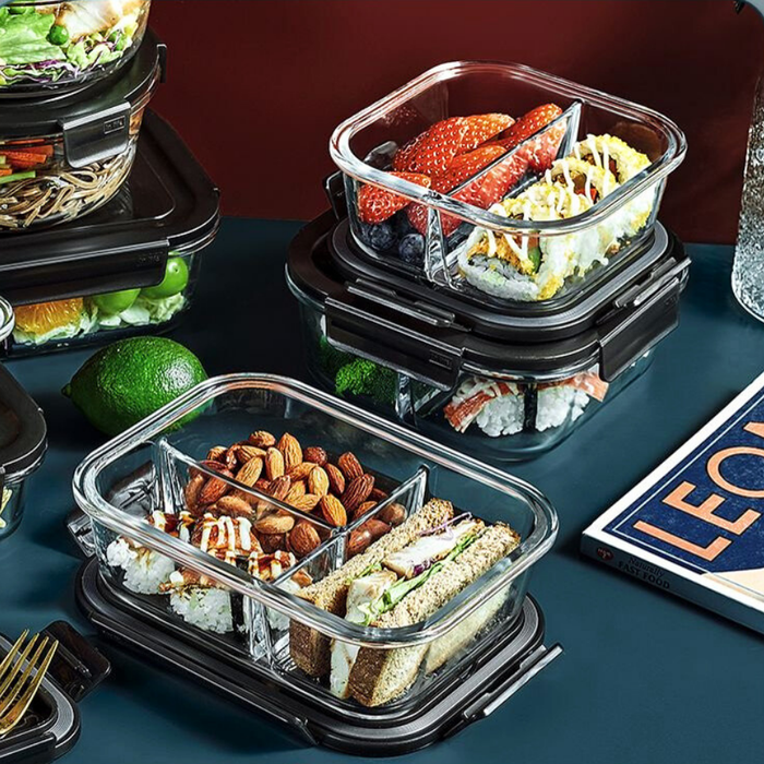 LUNA 2 Divider | 3 Divider Glass Lock Food Container