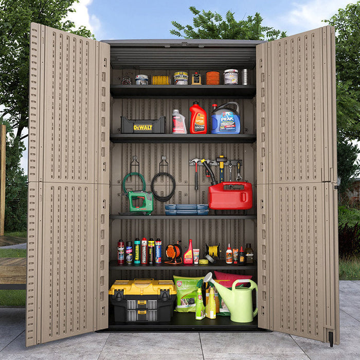 Mason Utility Outdoor Storage Shed Brown (4 Shelves)