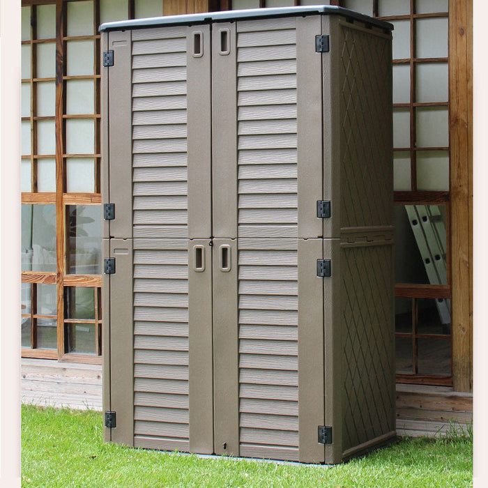 Mason Utility Outdoor Storage Shed Brown (4 Shelves)