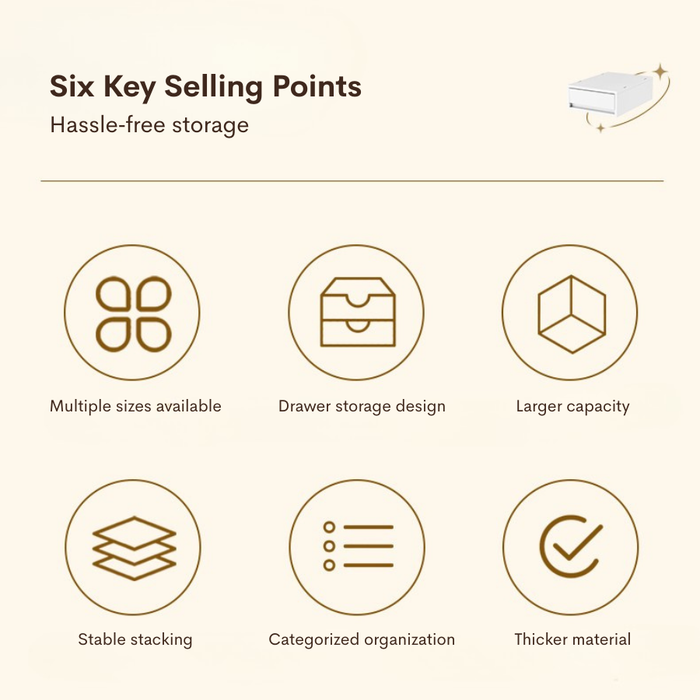 Shiro Stackable Organiser Drawer - Single Grid (3 sizes)