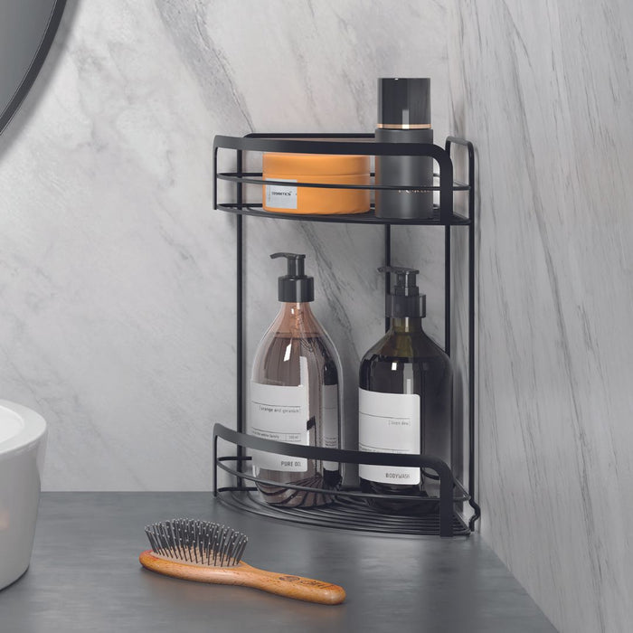 Origin 2 Tier Corner Bathroom Shelf Black