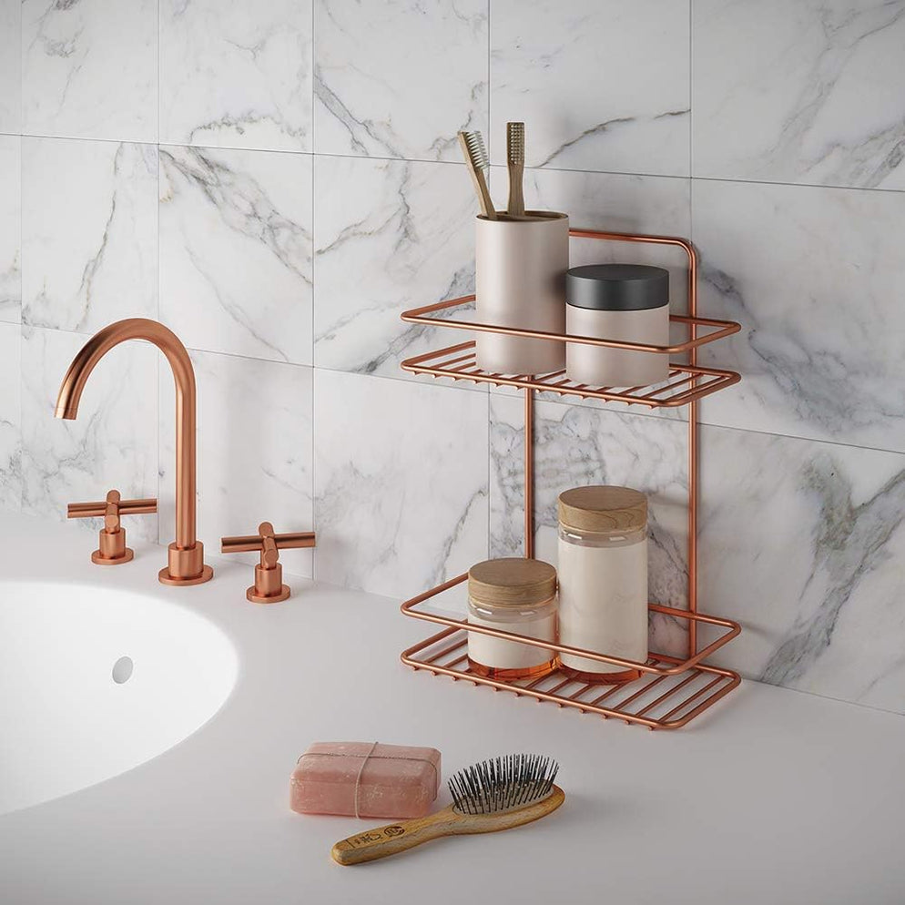 Metaltex Reflex 2 Tier Rectangle Bathroom Shampoo Storage Rack Rust ...