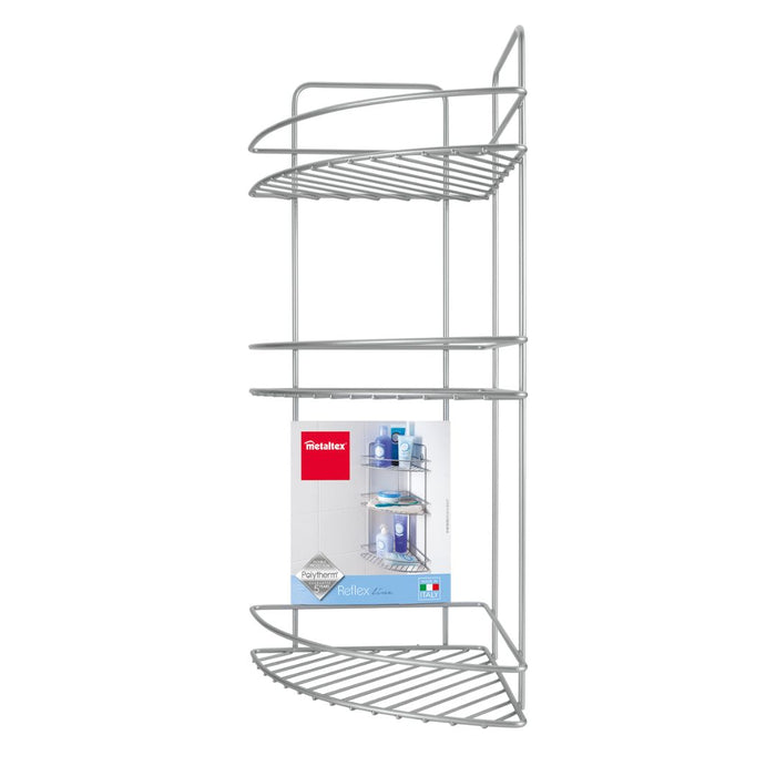 Reflex 3 Tier Corner Bathroom Storage Rack Silver