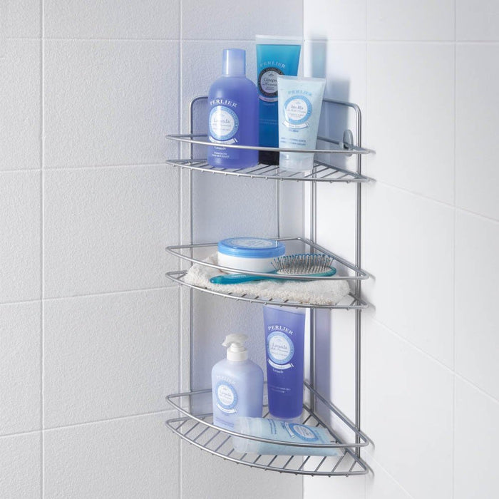 Reflex 3 Tier Corner Bathroom Storage Rack Silver