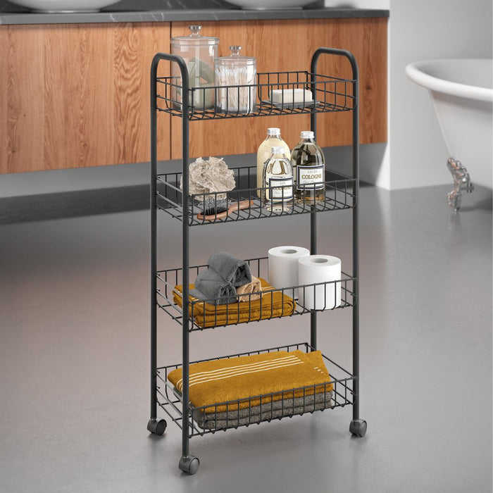 Ascona Rolling Cart 4 Tier Black