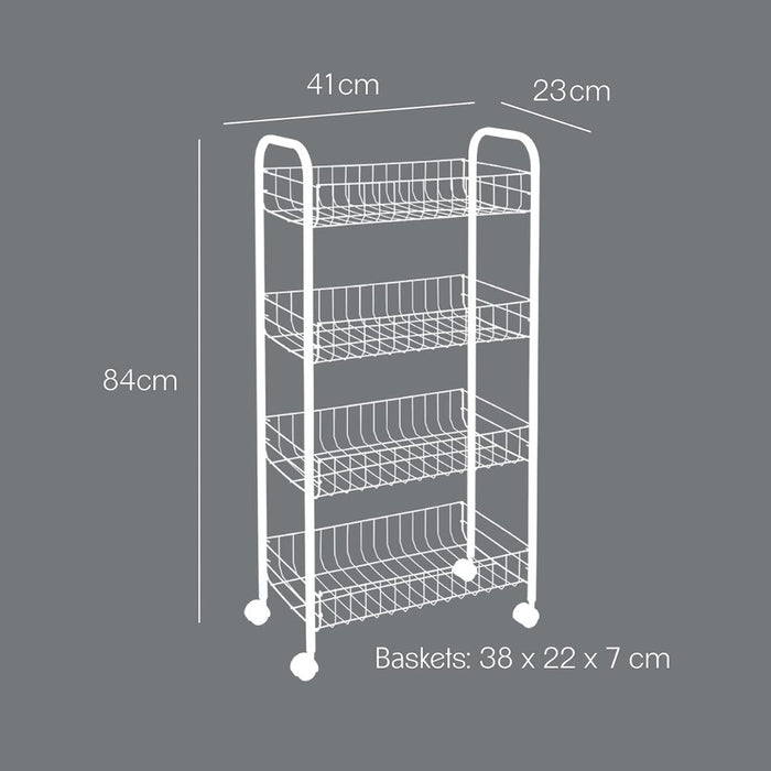 Ascona Rolling Cart 4 Tier Black