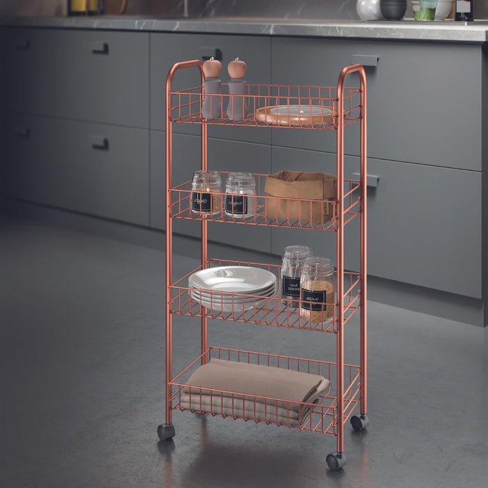 Metaltex Ascona Trolly met Wielen 4 Manden 41x23x84 cm Mat Zwart/Metaal Metaltex Ascona Trolly met Wielen 4 Manden 41x23x84 cm Mat Zwart/Metaal