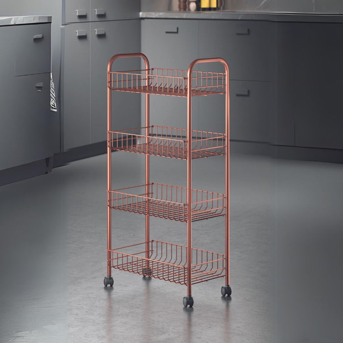 Ascona Rolling Cart 4 Tier Copper