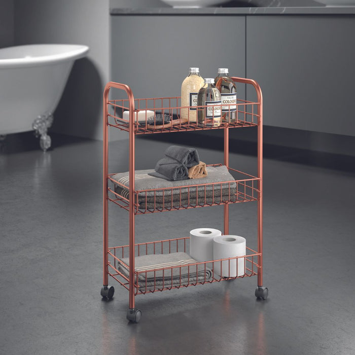 Lugano 3 Tier Rolling Cart Copper