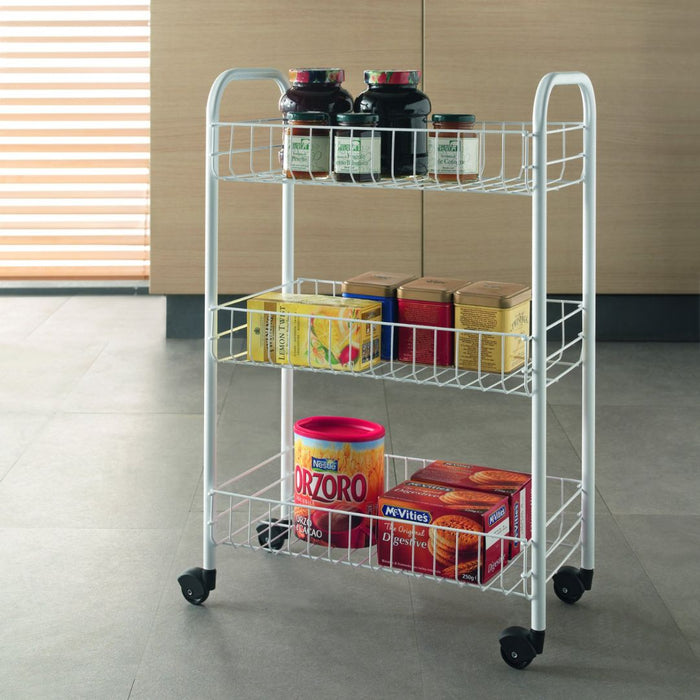 Siena Rolling Cart White 3 Tier