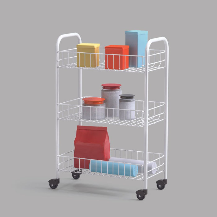 Siena Rolling Cart White 3 Tier