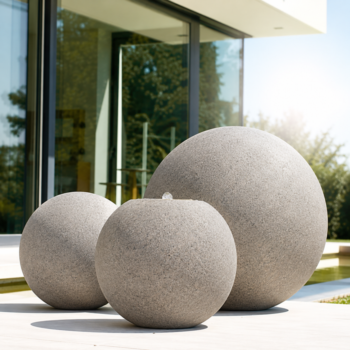 Maicao Round Water Fountain Granite Grey | Black Stone (3 Sizes)